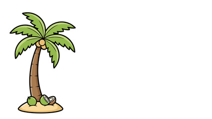 Obraz premium Tropical Palm Tree and Coconuts Illustration with Text Space, Vector Style on Transparent Background