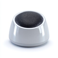 Modern Minimalist Wireless Speaker Design with Sleek White Finish and Mesh Cover for Music Enthusiasts and Audiophiles