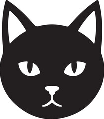 Cat Head Silhouette Cute Pet Face Icon