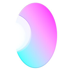 Abstract Pink and Blue Gradient Oval Shape Illustration with Cutout isolated PNG with Transparent Background