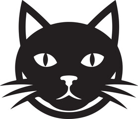Cat Head Silhouette Cute Pet Face Icon