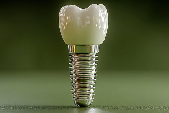 Dental Implant Close-Up: Modern Dentistry and Tooth Replacement Solution for Healthy Smile