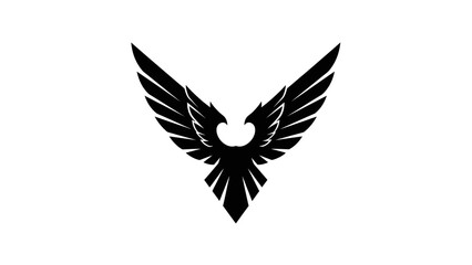 Fototapeta premium Black silhouette of outstretched wings on a white background