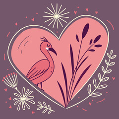 Naklejka premium Artistic Heart with Floral Elements
