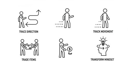 Fototapeta premium Business process icons showing logistics and transformation.