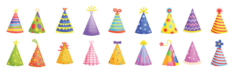 cartoon birthday party hats holiday celebration paper  © Vedssa