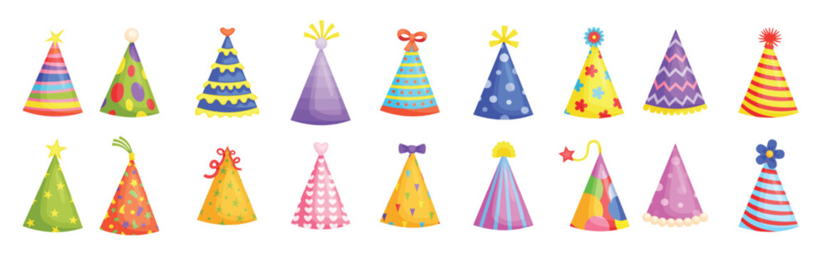 cartoon birthday party hats holiday celebration paper 