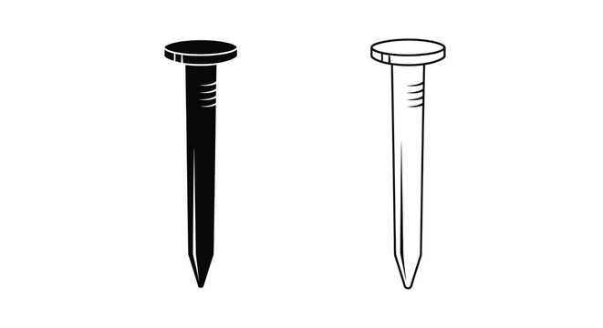 Two nails one dark and one light depicted in stark silhouette