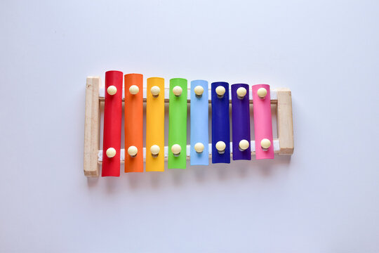 colorful xilofone on white background