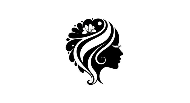 Elegant woman silhouette with floral design for beauty and fashion branding illustration
