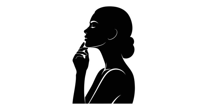 Elegant woman silhouette in thoughtful pose conveys beauty and intelligence design illustration