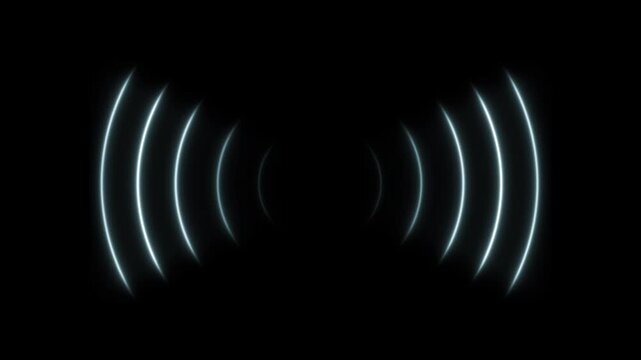 Radio waves seamless loop animation Isolated on black background