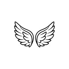 Obraz premium Symmetrical Angel Wings Line Art Design