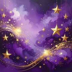 Celestial abstract with stars, sparkles, and a deep purple sky