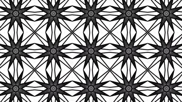 Modern geometric pattern with white octagons on black background