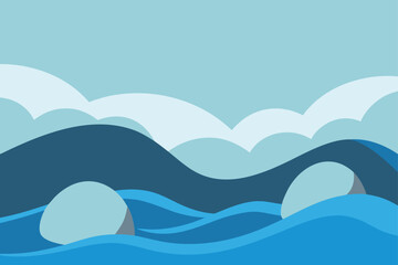 Ocean Waves Gently Lapping Over Smooth Rocks