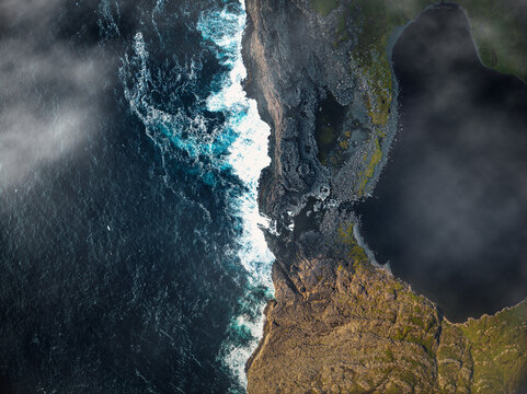 waves crashing on rocks