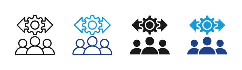 Fototapeta premium Team System icon set multiple style collection