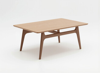 Minimalist Wooden Coffee Table Isolated on White Background
