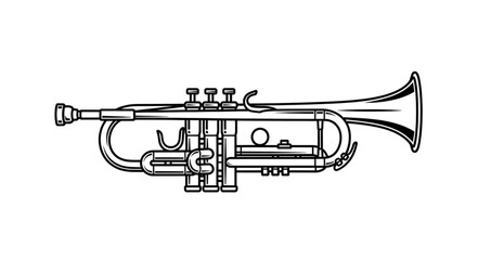 Line Drawing of a Trumpet Musical Instrument. © Vita