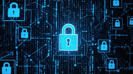 Locked digital padlock security encryption cyber network digital protection trust overlay conveying - Powered by Adobe