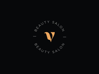 Slick Minimal Letter V Salon Logo.
