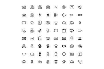 Video Content Creation and Live Streaming Line Icons Set