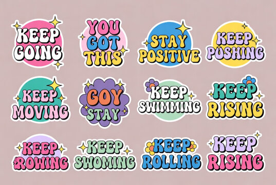 Vibrant Motivational Vector Stickers for Positive Vibes