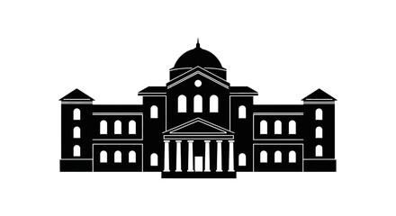 Classic Government Building Silhouette with Columns and Dome.