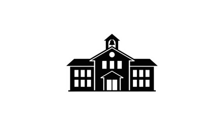 Fototapeta premium Classic School Building Silhouette with Bell Tower.