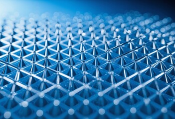 Fototapeta premium Macro close-up of dissolvable microneedle patch array surface, painless vaccine delivery system or hyaluronic acid skincare technology.