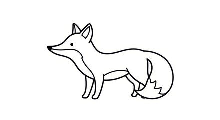 Cute Fox Outline Illustration, Hand-Drawn Animal Art, Minimalist Wildlife