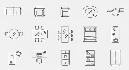 Collection of Architectural Drawings of Furniture and Fixtures. © Aceng