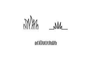 Obraz premium Grass line art icons set with lawn tuft and botanical meadow plant outlines in black and white