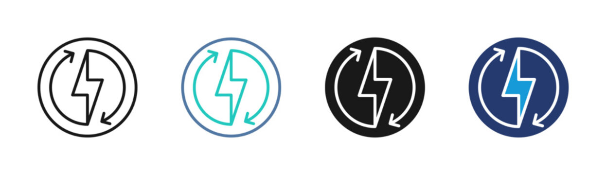 Power Cycle icon set multiple style collection