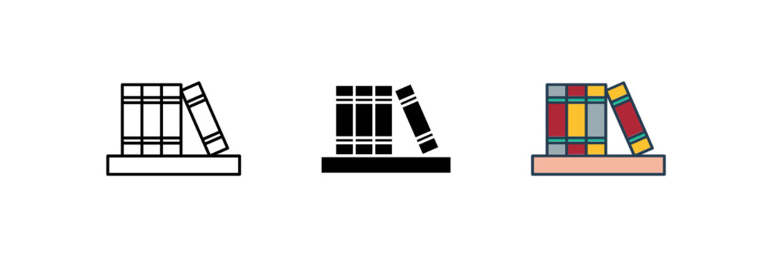 library icon. Line, solid and filled outline colorful version, outline and filled vector sign. Idea Symbol, logo illustration. Vector graphics