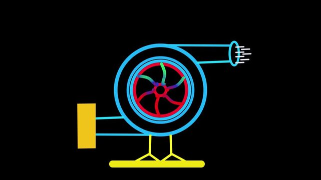 Turbocharger color icons set. Colloquially turbo. Isolated vector illustrations.