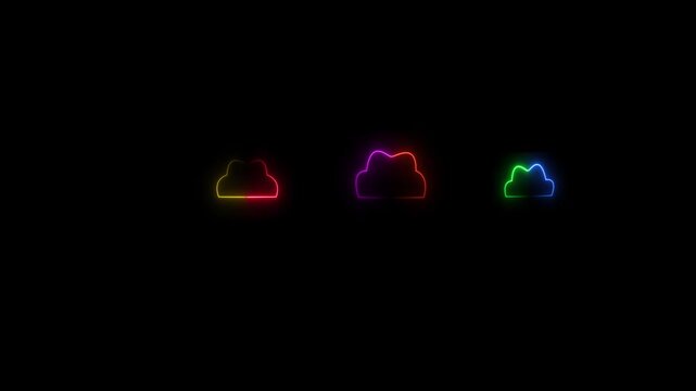 Cloudy Neon Sign. Glowing neon line Cloud icon isolated on brick wall background. Colorful outline concept.