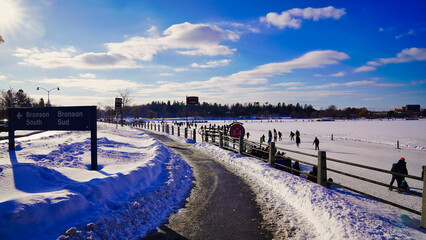 Blue skies and crisp winter conditions at the Rideau Canal skateway, the world's largest skating...
