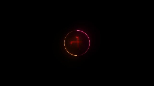 Bright neon circle image black background Abstract Glowing Neon circle icon concept illustration .
