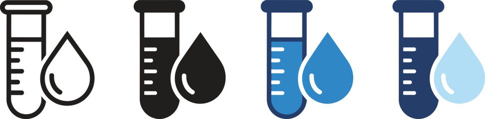 Test tube with water droplets, laboratory, chemistry, scientific research, vector illustration