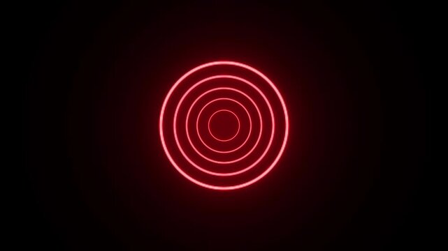 Bright neon circle image black background Abstract Glowing Neon circle icon concept illustration .
