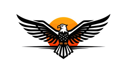 Obraz premium Soaring eagle silhouette against a sunset vector illustration