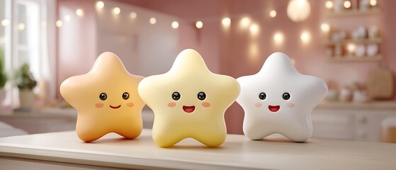 Obraz premium Cute Colorful Star-Shaped Night Lights with Happy Facial Expressions for Kids