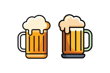 Two mugs of beer with thick white foam representing traditional brewery and holiday celebrations