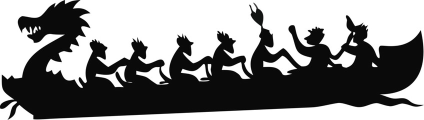 Silhouette Of A Dragon Boat On A River