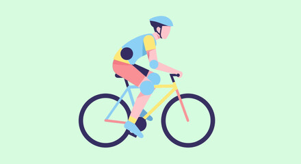Fototapeta premium Cyclist Riding a Bicycle with Colorful Attire.