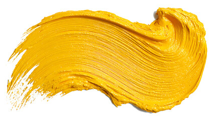 Yellow Paint Swirl Texture Isolated on White smear