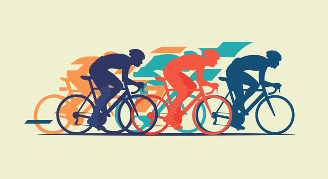 Cyclists Racing in a Competitive Event.