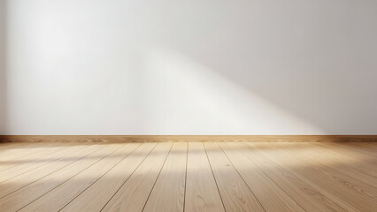 Light Oak Wooden Floor Background with Perspective and Copy Space